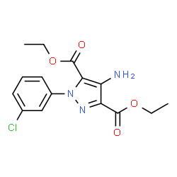 ChemSpider 2D Image | Diethyl 4-amino-1-(3-chlorophenyl)-1H-pyrazole-3,5-dicarboxylate | C15H16ClN3O4