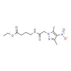 ChemSpider 2D Image | Ethyl 4-{[(3,5-dimethyl-4-nitro-1H-pyrazol-1-yl)acetyl]amino}butanoate | C13H20N4O5