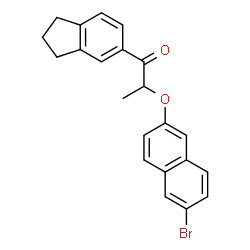 ChemSpider 2D Image | 2-[(6-Bromo-2-naphthyl)oxy]-1-(2,3-dihydro-1H-inden-5-yl)-1-propanone | C22H19BrO2