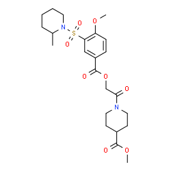 ChemSpider 2D Image | Methyl 1-[({4-methoxy-3-[(2-methyl-1-piperidinyl)sulfonyl]benzoyl}oxy)acetyl]-4-piperidinecarboxylate | C23H32N2O8S