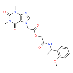 ChemSpider 2D Image | 2-{[1-(2-Methoxyphenyl)ethyl]amino}-2-oxoethyl (1,3-dimethyl-2,6-dioxo-1,2,3,6-tetrahydro-7H-purin-7-yl)acetate | C20H23N5O6