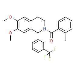ChemSpider 2D Image | {6,7-Dimethoxy-1-[3-(trifluoromethyl)phenyl]-3,4-dihydro-2(1H)-isoquinolinyl}(2-methylphenyl)methanone | C26H24F3NO3