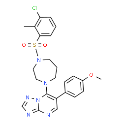 ChemSpider 2D Image | 7-{4-[(3-Chloro-2-methylphenyl)sulfonyl]-1,4-diazepan-1-yl}-6-(4-methoxyphenyl)[1,2,4]triazolo[1,5-a]pyrimidine | C24H25ClN6O3S