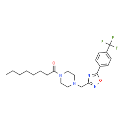 ChemSpider 2D Image | 1-[4-({5-[4-(Trifluoromethyl)phenyl]-1,2,4-oxadiazol-3-yl}methyl)-1-piperazinyl]-1-octanone | C22H29F3N4O2