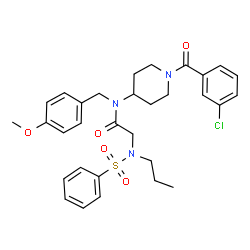 ChemSpider 2D Image | N-[1-(3-Chlorobenzoyl)-4-piperidinyl]-N-(4-methoxybenzyl)-N~2~-(phenylsulfonyl)-N~2~-propylglycinamide | C31H36ClN3O5S