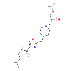 ChemSpider 2D Image | 2-{[4-(2-Hydroxy-3-isopropoxypropyl)-1-piperazinyl]methyl}-N-(3-methylbutyl)-1,3-oxazole-4-carboxamide | C20H36N4O4