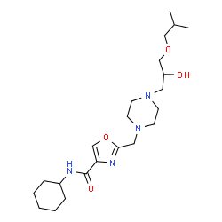 ChemSpider 2D Image | N-Cyclohexyl-2-{[4-(2-hydroxy-3-isobutoxypropyl)-1-piperazinyl]methyl}-1,3-oxazole-4-carboxamide | C22H38N4O4