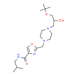 ChemSpider 2D Image | 2-[(4-{2-Hydroxy-3-[(2-methyl-2-propanyl)oxy]propyl}-1-piperazinyl)methyl]-N-isobutyl-1,3-oxazole-4-carboxamide | C20H36N4O4