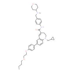 ChemSpider 2D Image | 7-[4-(2-Butoxyethoxy)phenyl]-1-(cyclopropylmethyl)-N-(4-{[methyl(tetrahydro-2H-pyran-4-yl)amino]methyl}phenyl)-2,3-dihydro-1H-1-benzazepine-4-carboxamide | C40H51N3O4