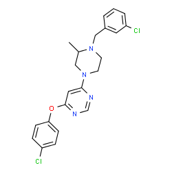 ChemSpider 2D Image | 4-[4-(3-Chlorobenzyl)-3-methyl-1-piperazinyl]-6-(4-chlorophenoxy)pyrimidine | C22H22Cl2N4O