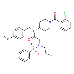 ChemSpider 2D Image | N-[1-(2-Chlorobenzoyl)-4-piperidinyl]-N-(4-methoxybenzyl)-N~2~-(phenylsulfonyl)-N~2~-propylglycinamide | C31H36ClN3O5S