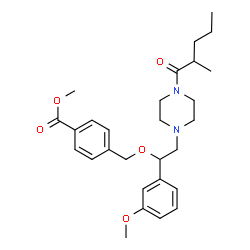 ChemSpider 2D Image | Methyl 4-({1-(3-methoxyphenyl)-2-[4-(2-methylpentanoyl)-1-piperazinyl]ethoxy}methyl)benzoate | C28H38N2O5