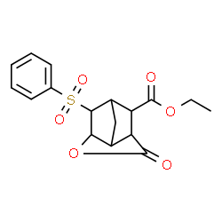 ChemSpider 2D Image | Ethyl 5-oxo-2-(phenylsulfonyl)-4-oxatricyclo[4.2.1.0~3,7~]nonane-9-carboxylate | C17H18O6S