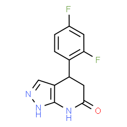 ChemSpider 2D Image | 4-(2,4-Difluorophenyl)-1,4,5,7-tetrahydro-6H-pyrazolo[3,4-b]pyridin-6-one | C12H9F2N3O