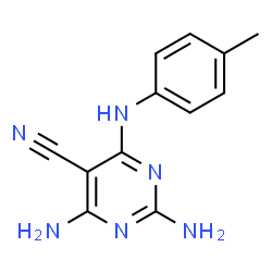 ChemSpider 2D Image | 2,4-Diamino-6-[(4-methylphenyl)amino]-5-pyrimidinecarbonitrile | C12H12N6