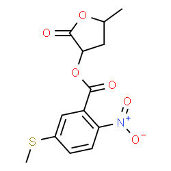ChemSpider 2D Image | 5-Methyl-2-oxotetrahydro-3-furanyl 5-(methylsulfanyl)-2-nitrobenzoate | C13H13NO6S