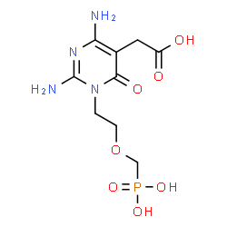 ChemSpider 2D Image | {2,4-Diamino-6-oxo-1-[2-(phosphonomethoxy)ethyl]-1,6-dihydro-5-pyrimidinyl}acetic acid | C9H15N4O7P