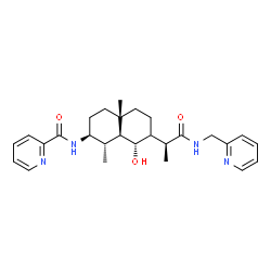 ChemSpider 2D Image | N-[(1S,2S,8S,8aS)-8-Hydroxy-1,4a-dimethyl-7-{(2S)-1-oxo-1-[(2-pyridinylmethyl)amino]-2-propanyl}decahydro-2-naphthalenyl]-2-pyridinecarboxamide | C27H36N4O3