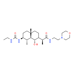 ChemSpider 2D Image | (2S)-2-{(1S,7S,8S,8aS)-7-[(Ethylcarbamoyl)amino]-1-hydroxy-4a,8-dimethyldecahydro-2-naphthalenyl}-N-[2-(4-morpholinyl)ethyl]propanamide | C24H44N4O4
