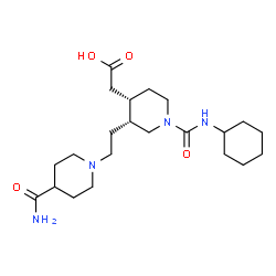 ChemSpider 2D Image | [(3R,4S)-3-[2-(4-Carbamoyl-1-piperidinyl)ethyl]-1-(cyclohexylcarbamoyl)-4-piperidinyl]acetic acid | C22H38N4O4