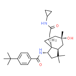 ChemSpider 2D Image | N-{(1S,3aS,5S,7aR)-7a-[3-(Cyclopropylamino)-3-oxopropyl]-5-hydroxy-3,3,5-trimethyloctahydro-1H-inden-1-yl}-4-(2-methyl-2-propanyl)benzamide | C29H44N2O3