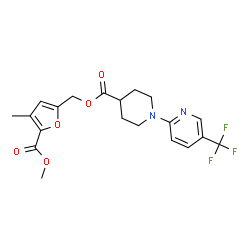ChemSpider 2D Image | [5-(Methoxycarbonyl)-4-methyl-2-furyl]methyl 1-[5-(trifluoromethyl)-2-pyridinyl]-4-piperidinecarboxylate | C20H21F3N2O5