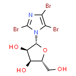 ChemSpider 2D Image | 1H-Imidazole, 2,4,5-tribromo-1-b-D-ribofuranosyl- | C8H9Br3N2O4