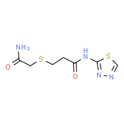 ChemSpider 2D Image | 3-[(2-Amino-2-oxoethyl)sulfanyl]-N-(1,3,4-thiadiazol-2-yl)propanamide | C7H10N4O2S2