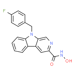 ChemSpider 2D Image | 9-(4-Fluorobenzyl)-N-hydroxy-9H-beta-carboline-3-carboxamide | C19H14FN3O2