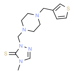 ChemSpider 2D Image | 4-Methyl-2-{[4-(3-thienylmethyl)-1-piperazinyl]methyl}-2,4-dihydro-3H-1,2,4-triazole-3-thione | C13H19N5S2