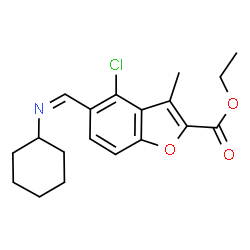 ChemSpider 2D Image | Ethyl 4-chloro-5-[(Z)-(cyclohexylimino)methyl]-3-methyl-1-benzofuran-2-carboxylate | C19H22ClNO3