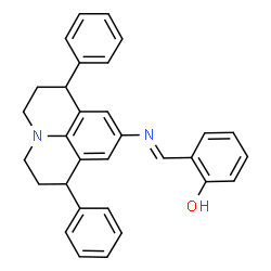 ChemSpider 2D Image | 2-{(E)-[(1,7-Diphenyl-2,3,6,7-tetrahydro-1H,5H-pyrido[3,2,1-ij]quinolin-9-yl)imino]methyl}phenol | C31H28N2O