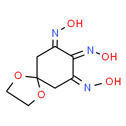 ChemSpider 2D Image | (7Z,9Z)-N,N',N''-Trihydroxy-1,4-dioxaspiro[4.5]decane-7,8,9-triimine | C8H11N3O5