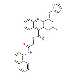 ChemSpider 2D Image | 2-(1-Naphthylamino)-2-oxoethyl (4E)-4-(2-furylmethylene)-2-methyl-1,2,3,4-tetrahydro-9-acridinecarboxylate | C32H26N2O4