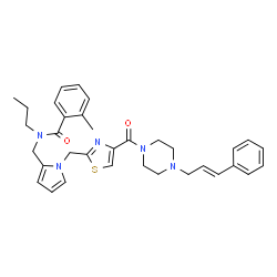 ChemSpider 2D Image | 2-Methyl-N-[(1-{[4-({4-[(2E)-3-phenyl-2-propen-1-yl]-1-piperazinyl}carbonyl)-1,3-thiazol-2-yl]methyl}-1H-pyrrol-2-yl)methyl]-N-propylbenzamide | C34H39N5O2S