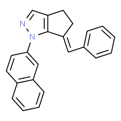 ChemSpider 2D Image | (6E)-6-Benzylidene-1-(2-naphthyl)-1,4,5,6-tetrahydrocyclopenta[c]pyrazole | C23H18N2