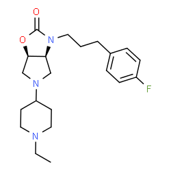 ChemSpider 2D Image | (3aS,6aR)-5-(1-Ethyl-4-piperidinyl)-3-[3-(4-fluorophenyl)propyl]hexahydro-2H-pyrrolo[3,4-d][1,3]oxazol-2-one | C21H30FN3O2