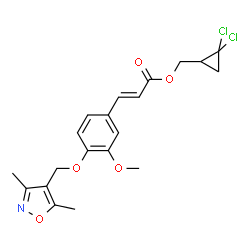 ChemSpider 2D Image | (2,2-Dichlorocyclopropyl)methyl (2E)-3-{4-[(3,5-dimethyl-1,2-oxazol-4-yl)methoxy]-3-methoxyphenyl}acrylate | C20H21Cl2NO5