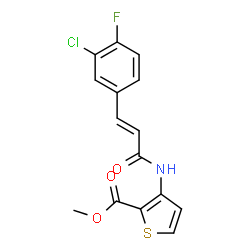 ChemSpider 2D Image | Methyl 3-{[(2E)-3-(3-chloro-4-fluorophenyl)-2-propenoyl]amino}-2-thiophenecarboxylate | C15H11ClFNO3S
