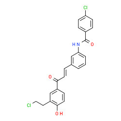 ChemSpider 2D Image | 4-Chloro-N-(3-{(1E)-3-[3-(2-chloroethyl)-4-hydroxyphenyl]-3-oxo-1-propen-1-yl}phenyl)benzamide | C24H19Cl2NO3