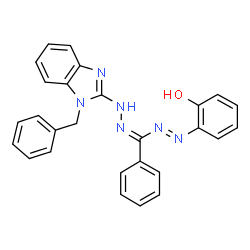 ChemSpider 2D Image | 2-{(E)-[(Z)-[(1-Benzyl-1H-benzimidazol-2-yl)hydrazono](phenyl)methyl]diazenyl}phenol | C27H22N6O