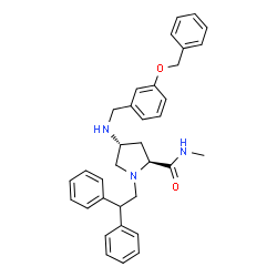 ChemSpider 2D Image | (4R)-4-{[3-(Benzyloxy)benzyl]amino}-1-(2,2-diphenylethyl)-N-methyl-L-prolinamide | C34H37N3O2