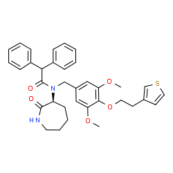 ChemSpider 2D Image | N-{3,5-Dimethoxy-4-[2-(3-thienyl)ethoxy]benzyl}-N-[(3S)-2-oxo-3-azepanyl]-2,2-diphenylacetamide | C35H38N2O5S