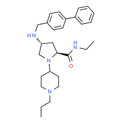 ChemSpider 2D Image | (4R)-4-[(4-Biphenylylmethyl)amino]-N-ethyl-1-(1-propyl-4-piperidinyl)-L-prolinamide | C28H40N4O