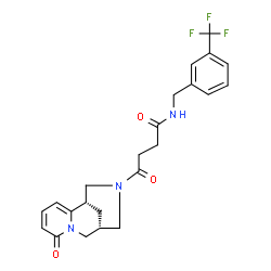 ChemSpider 2D Image | 4-Oxo-4-[(1S,9R)-6-oxo-7,11-diazatricyclo[7.3.1.0~2,7~]trideca-2,4-dien-11-yl]-N-[3-(trifluoromethyl)benzyl]butanamide | C23H24F3N3O3