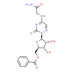 ChemSpider 2D Image | N~2~-[2-(5-O-Benzoyl-beta-D-ribofuranosyl)-3-oxo-2,3-dihydro-1,2,4-triazin-5-yl]glycinamide | C17H19N5O7
