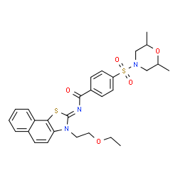 ChemSpider 2D Image | 4-[(2,6-Dimethyl-4-morpholinyl)sulfonyl]-N-[(2Z)-3-(2-ethoxyethyl)naphtho[2,1-d][1,3]thiazol-2(3H)-ylidene]benzamide | C28H31N3O5S2