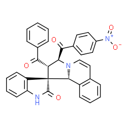 ChemSpider 2D Image | (2'S,3S,3'S,10b'R)-2'-Benzoyl-3'-(4-nitrobenzoyl)-2',3'-dihydro-10b'H-spiro[indole-3,1'-pyrrolo[2,1-a]isoquinolin]-2(1H)-one | C33H23N3O5