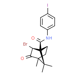 ChemSpider 2D Image | (2S)-2-Bromo-N-(4-iodophenyl)-4,7,7-trimethyl-3-oxobicyclo[2.2.1]heptane-1-carboxamide | C17H19BrINO2