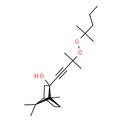 ChemSpider 2D Image | (2S)-1,7,7-Trimethyl-2-{3-methyl-3-[(2-methyl-2-pentanyl)peroxy]-1-butyn-1-yl}bicyclo[2.2.1]heptan-2-ol | C21H36O3